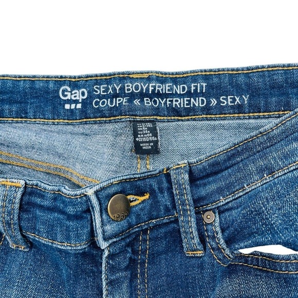 GAP Jeans Sexy Boyfriend Fit Tie Dye Distressed Bottom Ankle Length Womens Sz 2 - Picture 4 of 6